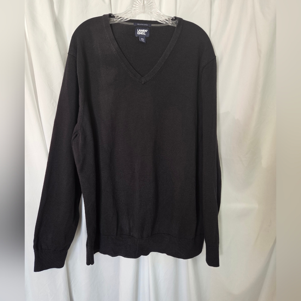 Lands' End Men's Classic Navy V-Neck Sweater Size XXL - 50/52